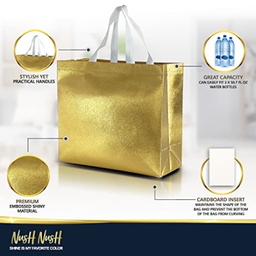 Nush Nush Large Gold Reusable Gift Bags Set of 15