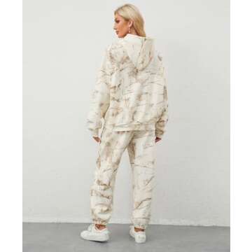 Eutten Camo Sweatsuits for Women Set 2 Piece Camo Hoodies Maple Leaf Print Oversized Sweatshirt Lounge Sets Fall Outfits