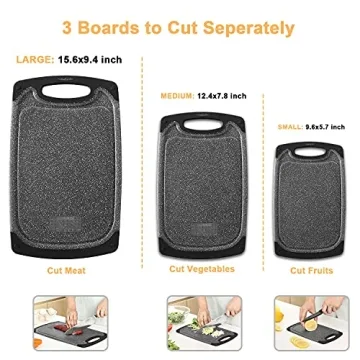 Viretang Non-Slip Cutting Board Set with Juice Grooves Dishwasher Safe
