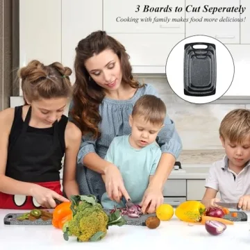 Viretang Non-Slip Cutting Board Set with Juice Grooves Dishwasher Safe