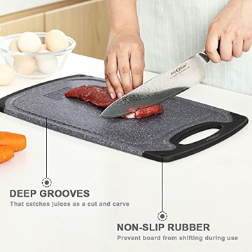 Viretang Non-Slip Cutting Board Set with Juice Grooves Dishwasher Safe