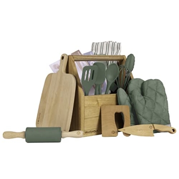 WeeSprout Little Chef Kids Cooking & Baking Set - 14 Piece Set with Real Kitchen Tools