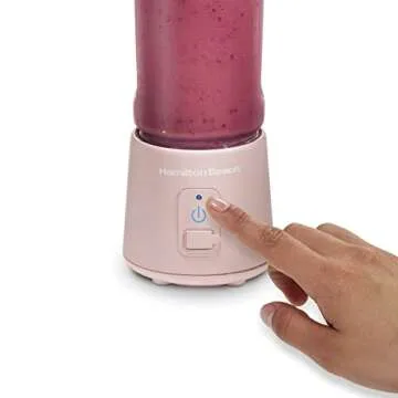 Hamilton Beach Mini Cordless Portable Personal Blender for Shakes and Smoothies, USB Rechargeable, 16 oz. Jar with Leakproof Travel Lid, 6 Stainless Steel Blades, Pink (51181)