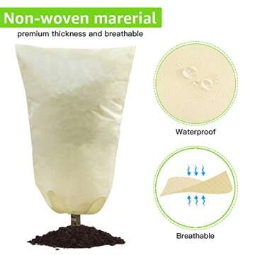 MIXC 4 Packs 2 Size Plant Covers Freeze Protection, Winter Plant Cover Cold Weather Tree Frost Cloth Warm Blankets Shrub Covers for Outdoor Plant （23''×23''+47''×71''）