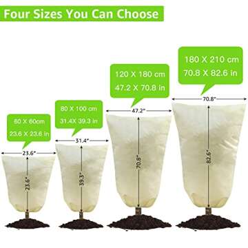 MIXC 4 Packs 2 Size Plant Covers Freeze Protection, Winter Plant Cover Cold Weather Tree Frost Cloth Warm Blankets Shrub Covers for Outdoor Plant （23''×23''+47''×71''）