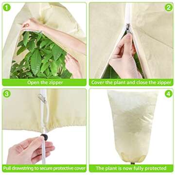 MIXC 4 Packs 2 Size Plant Covers Freeze Protection, Winter Plant Cover Cold Weather Tree Frost Cloth Warm Blankets Shrub Covers for Outdoor Plant （23''×23''+47''×71''）