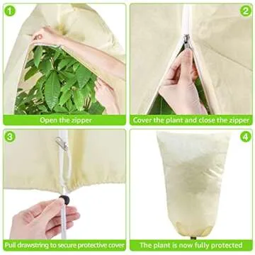 MIXC 4 Packs 2 Size Plant Covers Freeze Protection, Winter Plant Cover Cold Weather Tree Frost Cloth Warm Blankets Shrub Covers for Outdoor Plant （23''×23''+47''×71''）