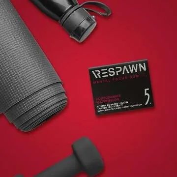 RESPAWN by 5 Gum Mental Focus Gum, Pomegranate Watermelon Sugar Free Chewing Gum, 15 Sticks