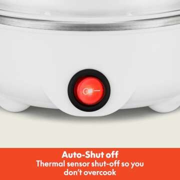 BELLA Rapid Electric Egg Cooker and Poacher with Auto Shut Off for Omelet, Soft, Medium and Hard Boiled Eggs - 7 Egg Capacity Tray, Single Stack, White