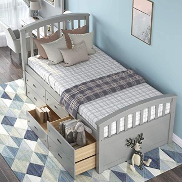 Merax Twin Platform Storage Bed with 6 Drawers