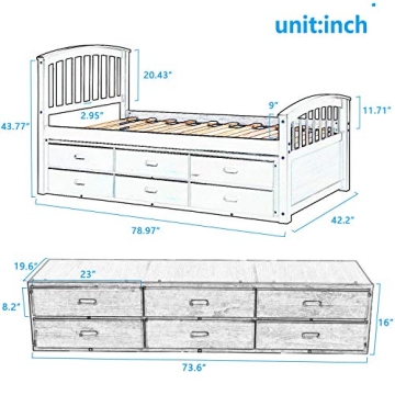 Merax Twin Platform Storage Bed with 6 Drawers
