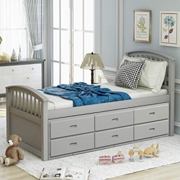 Merax Twin Platform Storage Bed with 6 Drawers