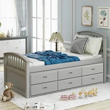 Merax Twin Platform Storage Bed with 6 Drawers