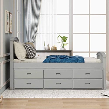 Merax Twin Platform Storage Bed with 6 Drawers