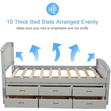 Merax Twin Platform Storage Bed with 6 Drawers