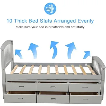 Merax Twin Platform Storage Bed with 6 Drawers