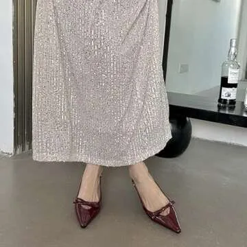 MAVMAX Burgundy Slingback Heels for Women Bow Pointed Close Toe Stilettos High Kitten Heels Pumps Dress Party Heeled Sandals