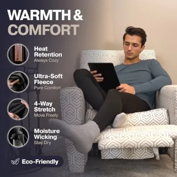 Thermajohn Long Johns for Men, Thermal Underwear for Men Long Underwear Mens Leggings Thermal Pants Men Cold Weather Bottoms (Black, X-Small)