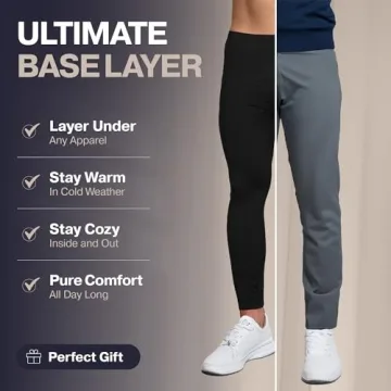Thermajohn Long Johns for Men, Thermal Underwear for Men Long Underwear Mens Leggings Thermal Pants Men Cold Weather Bottoms (Black, X-Small)