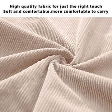 KALIDI Women Corduroy Tote Bag Casual Tote's Handbag Big Capacity Shoulder Bag with Pockets Zippers (Cream White)