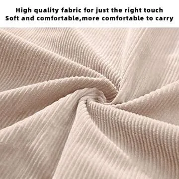 KALIDI Women Corduroy Tote Bag Casual Tote's Handbag Big Capacity Shoulder Bag with Pockets Zippers (Cream White)