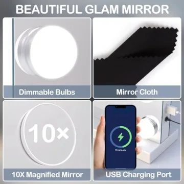 Gvnkvn Vanity Makeup Mirror with LED Lights and USB