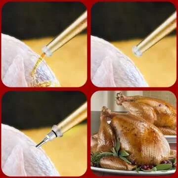 Turkey Baster, Turkey Basters with Sauce Brush, Cleaning Brush and Needle, Multipurpose Practical Baster Tool for Cooking, Flavor Meat Poultry, Beef, Chicken (Red)