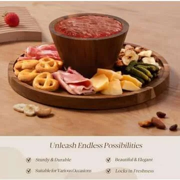 Famyards Acacia Wood Cake Stand with Dome Lid - 2-in-1 Display