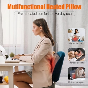 Electric Heated Lumbar Pillow 3 Heat Settings Back Pain Relief