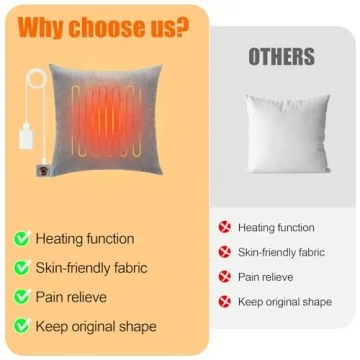 Electric Heated Lumbar Pillow 3 Heat Settings Back Pain Relief