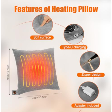 Electric Heated Lumbar Pillow 3 Heat Settings Back Pain Relief