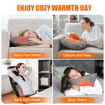 Electric Heated Lumbar Pillow 3 Heat Settings Back Pain Relief