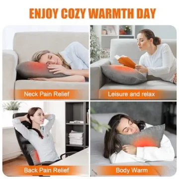 Electric Heated Lumbar Pillow 3 Heat Settings Back Pain Relief