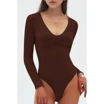 CHYRII Women's Sexy V Neck Bodysuit - Stylish & Comfortable