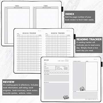 SIMSIMY Reading Journal with 104 Book Reviews, Book Journal for Book Lovers & Readers - Book Reviews & Reading Tracker & Reading List Challenge, Reading Log Notebook Gift, A5, Gray
