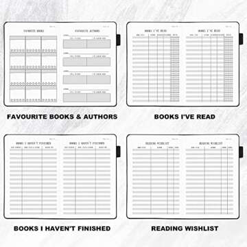 SIMSIMY Reading Journal with 104 Book Reviews, Book Journal for Book Lovers & Readers - Book Reviews & Reading Tracker & Reading List Challenge, Reading Log Notebook Gift, A5, Gray