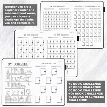 SIMSIMY Reading Journal with 104 Book Reviews, Book Journal for Book Lovers & Readers - Book Reviews & Reading Tracker & Reading List Challenge, Reading Log Notebook Gift, A5, Gray