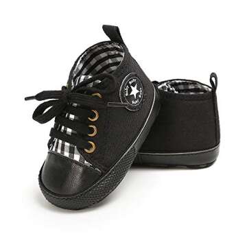 Meckior Toddler Baby Boys Girls High Tops Ankle Sneakers Soft Anti-Slip Sole PU Leather Moccasins Infant Newborn Prewalker First Walking Crib Shoes