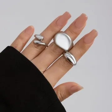 BEARJIA Chunky Gold Rings for Women Statement Jewelry