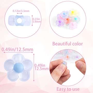 PAGOW 182Pcs Transparent Flower Beads, Mix Candy Colors Flower Bead Used for DIY Jewelry Findings Ma...