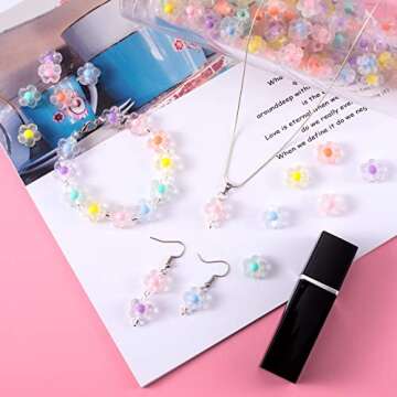 PAGOW 182Pcs Transparent Flower Beads, Mix Candy Colors Flower Bead Used for DIY Jewelry Findings Making Bracelet Wedding Decoration Embellishments（12mm）