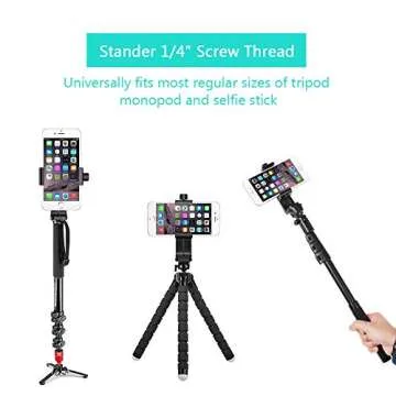 Puroma Universal Cell Phone Tripod Mount Adapter Smartphone Holder Mount Clip for iPhone 8 8plus X, 7 7plus 6 6s 6plus 5 5s, Samsung, Huawei P9 honor 8 and more Phones, Selfie Monopod Adjustable Clamp
