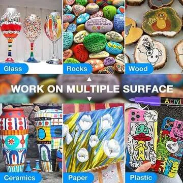 Acrylic Paint Pens Paint Markers Set of 18: Fine Point for Rock Painting Glass Wood Ceramic Fabric Metal Canvas Easter Eggs Pumpkin Kit, Drawing Art Crafts for Adults Scrapbooking Supplies