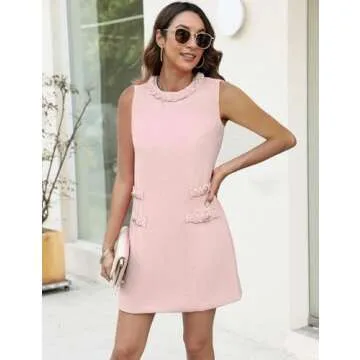 EZAPINE Women's Elegant Tweed Short Cocktail Dress