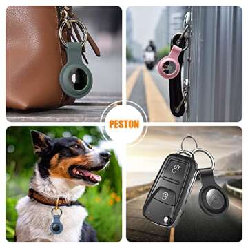 [4-Pack] AirTag Holder - Silicone Case for AirTag Keychain for Keys, Bags, Luggage, Pet Collars - Anti-Lost and Scratch-Resistant Design for Apple AirTags 2021