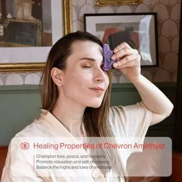 Rena Chris Gua Sha Facial Tools, Natural Jade Stone Guasha, Manual Massage Sticks for Jawline Sculpting and Puffiness Reducing, Gua Sha Facial Massage Tool, Skin-Care Tool (Purple)