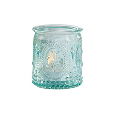 Kate Aspen Vintage Blue Glass Tealight & Votive Candle (Set of 4) Fleur-de-lis Tea Light Holders, 4 Count