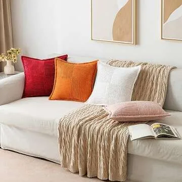 MIULEE Red Corduroy Pillow Covers Set of 2 for Decor