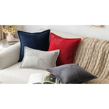 MIULEE Red Corduroy Pillow Covers Set of 2 for Decor