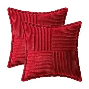 MIULEE Red Corduroy Pillow Covers Set of 2 for Decor